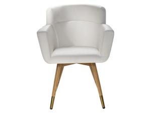 Brooklyn Meeting Chair, Oak Base, White, Straight - Trade Show Rental Furniture